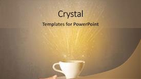  Presentation with hand holding puzzle piece - Cool new presentation design with rise shine - young female hand holding coffee backdrop and a coral colored foreground