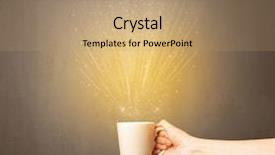  Presentation with tea - PPT theme consisting of rise shine - young female hand holding tea background and a coral colored foreground