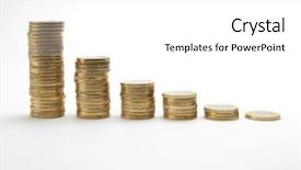  Presentation with euro - Colorful PPT theme enhanced with rise up - euro coins stacked up backdrop and a white colored foreground