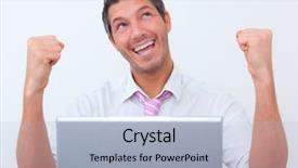  Presentation with winning - Slide set consisting of rise victory - happy arm rising winning business background and a  colored foreground