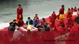  Presentation with india ganges - Cool new theme with rishikesh-india-january-19-hindu backdrop and a tawny brown colored foreground