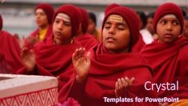  Presentation with india ganges - Theme consisting of rishikesh-india-january-19-hindu background and a crimson colored foreground