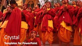  Presentation with india ganges - Beautiful PPT theme featuring rishikesh-india-january-19-hindu backdrop and a crimson colored foreground