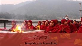  Presentation with india ganges - Cool new presentation theme with rishikesh-india-january-19-hindu backdrop and a tawny brown colored foreground