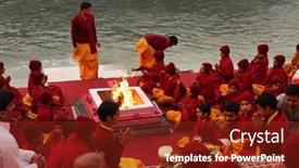  Presentation with india ganges - Cool new slide set with rishikesh-india-january-19-hindu backdrop and a tawny brown colored foreground