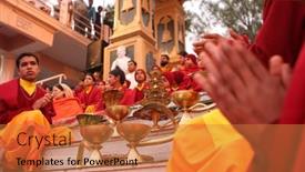  Presentation with india ganges - Amazing presentation theme having rishikesh-india-january-19-hindu backdrop and a coral colored foreground