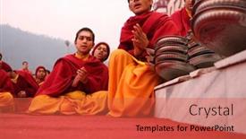  Presentation with india ganges - Beautiful presentation theme featuring rishikesh-india-january-19-hindu backdrop and a red colored foreground