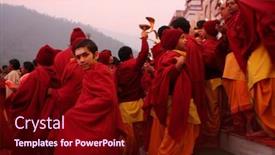  Presentation with india ganges - Slides enhanced with rishikesh-india-january-19-hindu background and a wine colored foreground