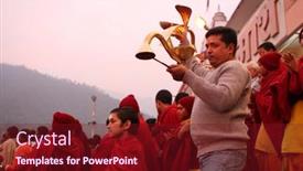  Presentation with india ganges - Amazing theme having rishikesh-india-january-19-hindu backdrop and a tawny brown colored foreground