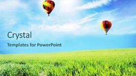  Presentation with balloon - Colorful presentation theme enhanced with rising above - air balloon backdrop and a sky blue colored foreground