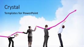  Presentation with upwards - Theme consisting of rising arrow - business people pushing a business background and a light blue colored foreground