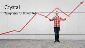  Presentation with how to make a - Audience pleasing theme consisting of rising arrow - make your income grow backdrop and a light gray colored foreground