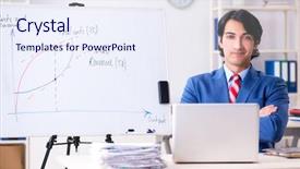  Presentation with busy - Slide deck consisting of rising costs - busy businessman explaining business charts background and a sky blue colored foreground