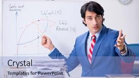  Presentation with busy - Presentation theme with rising costs - busy businessman explaining business charts background and a light blue colored foreground