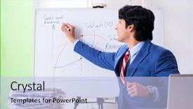  Presentation with busy - Slide deck having rising costs - busy businessman explaining business charts background and a light blue colored foreground
