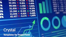  Presentation with data - Amazing presentation having rising costs - monitor with stock data closeup backdrop and a ocean colored foreground