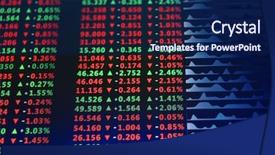  Presentation with data - Beautiful slide set featuring rising costs - monitor with stock data closeup backdrop and a navy blue colored foreground