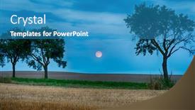  Presentation with moon trees - Presentation design having rising-full-moon-was-shining background and a teal colored foreground