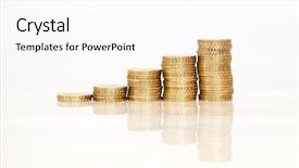  Presentation with profit - PPT theme with rising golden coins background and a pink colored foreground