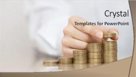  Presentation with rising star - Slide set enhanced with rising stack of coins background and a white colored foreground