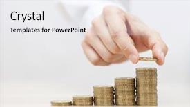  Presentation with rising star - Colorful presentation theme enhanced with rising stack of coins backdrop and a white colored foreground