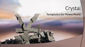  Presentation with symbol - Audience pleasing theme consisting of rising temperature - broken concrete stone with yen backdrop and a white colored foreground