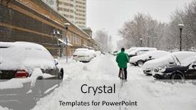  Presentation with rides - Slides having rising temperature - man in green jacket rides background and a light gray colored foreground