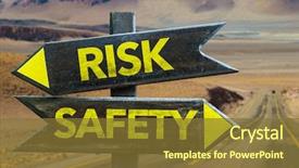  Presentation with safety - Cool new theme with risk - safety signpost backdrop and a tawny brown colored foreground