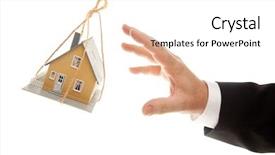  Presentation with white house - PPT layouts featuring interest rate risk - swinging house and business man's background and a white colored foreground