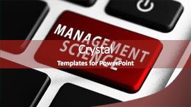  Presentation with management - Presentation design enhanced with risk administration - management science button on keyboard background and a crimson colored foreground