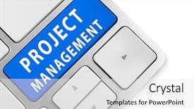  Presentation with project management - Beautiful slide deck featuring risk administration - project management button on keyboard backdrop and a white colored foreground