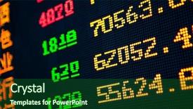  Presentation with stock market risk - Theme having risk analysis - display of stock market quotes background and a forest green colored foreground