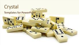  Presentation with risk - Slide deck consisting of risk block stack - dominoes isolated on white background background and a cream colored foreground