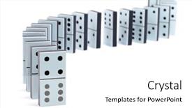  Presentation with domino - PPT theme with risk block stack - line of domino pieces background and a white colored foreground
