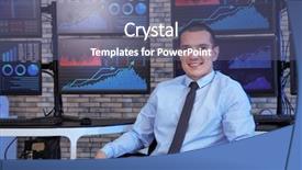  Presentation with trader - Audience pleasing theme consisting of risk company - male stock trader working backdrop and a ocean colored foreground