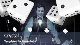  Presentation with front of burj khalifa - Slide deck featuring risk cube - pairs of dice in front background and a ocean colored foreground