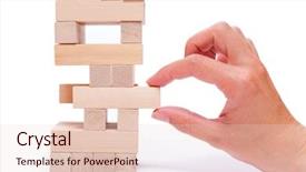  Presentation with tower - PPT layouts featuring risk cube - tower from wooden blocks background and a lemonade colored foreground