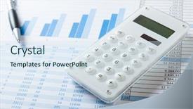  Presentation with accounting - Colorful presentation enhanced with risk company - accounting concept pen calculator backdrop and a sky blue colored foreground