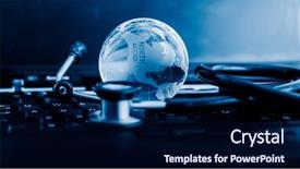  Presentation with keyboard - Amazing theme having risk heat map - glass globe and stethoscope backdrop and a navy blue colored foreground