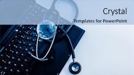  Presentation with keyboard - Beautiful theme featuring risk heat map - glass globe and stethoscope backdrop and a light blue colored foreground