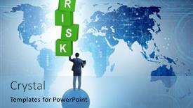  Presentation with risk management - PPT theme consisting of risk-management-concept-with-balancing background and a light blue colored foreground