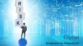  Presentation with risk management - PPT theme with risk-management-concept-with-balancing background and a cyan colored foreground