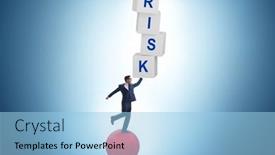  Presentation with risk management - Slide set with risk-management-concept-with-balancing background and a light blue colored foreground