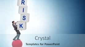  Presentation with risk management - Slide set with risk-management-concept-with-balancing background and a light blue colored foreground