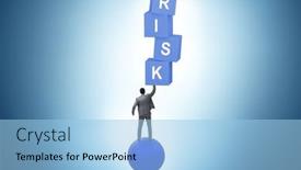  Presentation with risk management - Slide set with risk-management-concept-with-balancing background and a light blue colored foreground