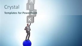  Presentation with risk management - PPT theme featuring risk-management-concept-with-balancing background and a sky blue colored foreground
