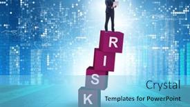  Presentation with risk management - PPT theme having risk-management-concept-with-businessman background and a light blue colored foreground