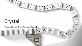  Presentation with construction management - Slide deck enhanced with risk management construction - dominoes with wrench isolated background and a white colored foreground