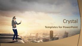  Presentation with construction management - Presentation consisting of risk management construction - image of businesswoman in blindfold background and a  colored foreground