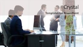  Presentation with start up business - Presentation theme enhanced with risk management construction - young business crew working background and a light gray colored foreground